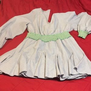 Entro size large blue striped with green accent Romper.